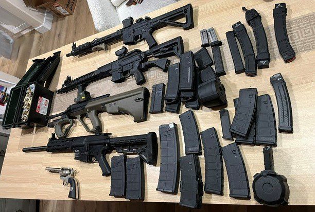 Table displaying various firearms and magazines seized during patrols.