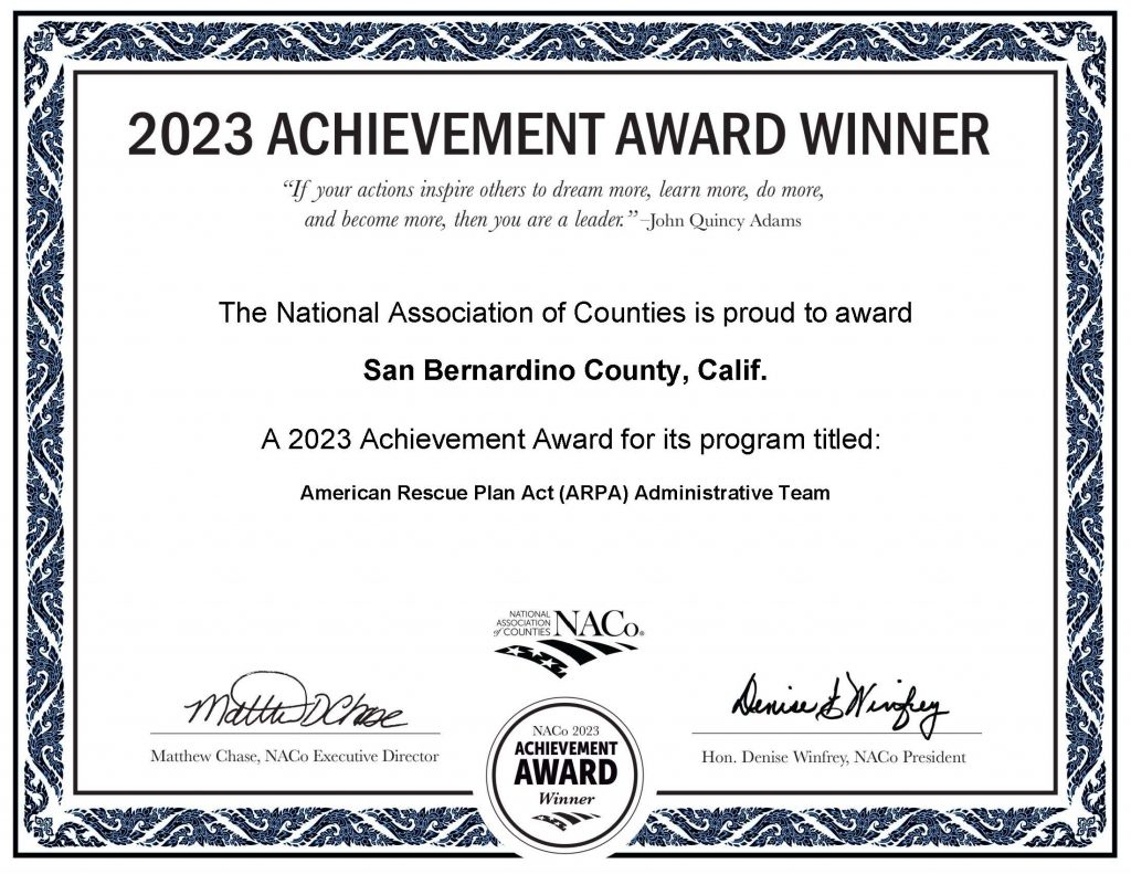 2023 NACo Achievement Awards Certificate