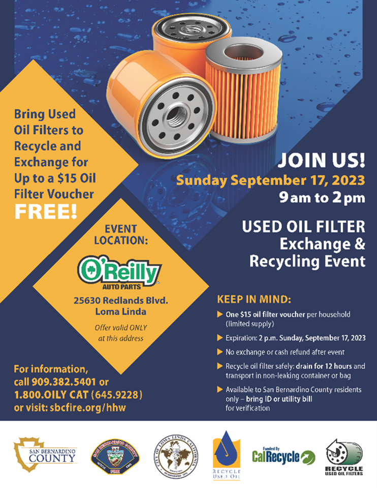 Free oil filter exchange, recycling event at O’Reilly Auto Parts in