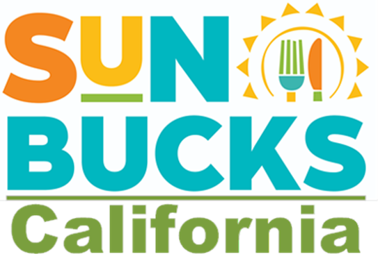 The California SUN Bucks logo with a fork, knife and plate.