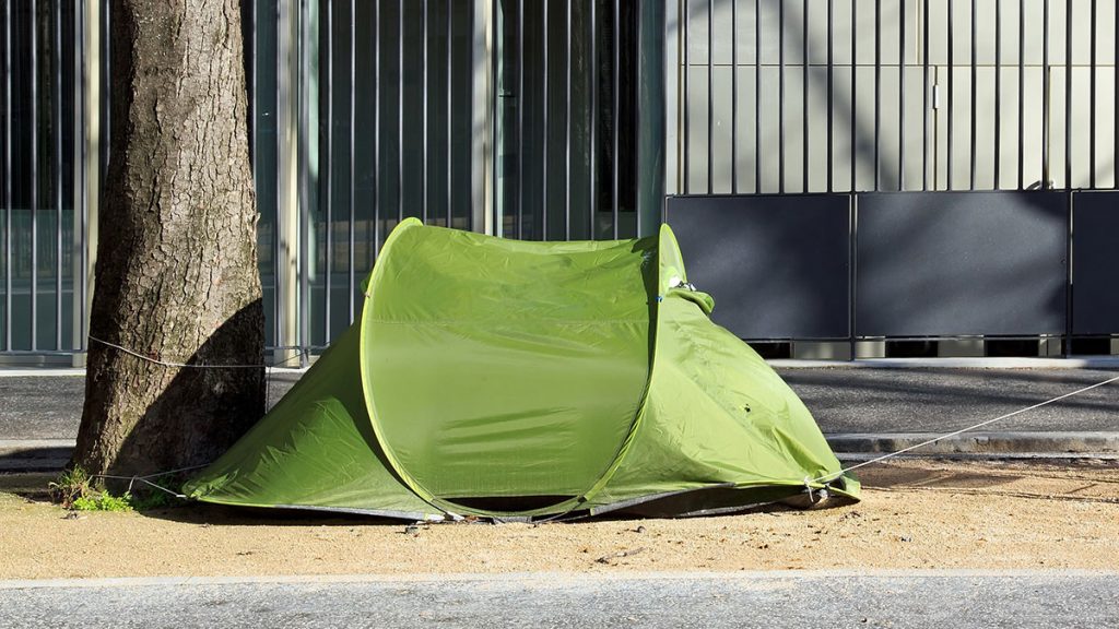 A homeless tent