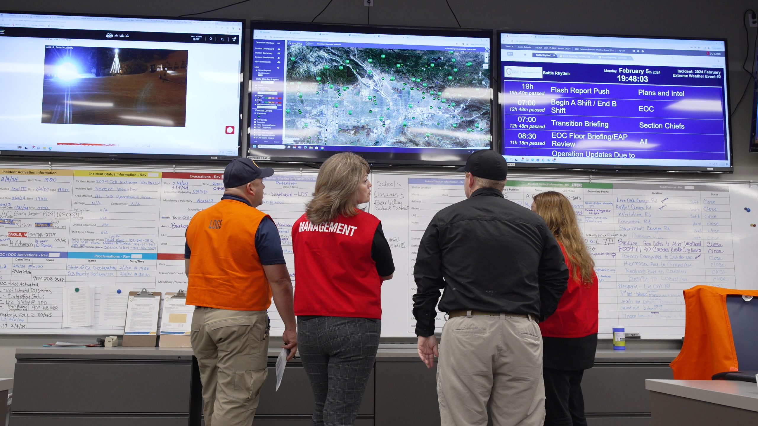 OES Staff looking at monitors