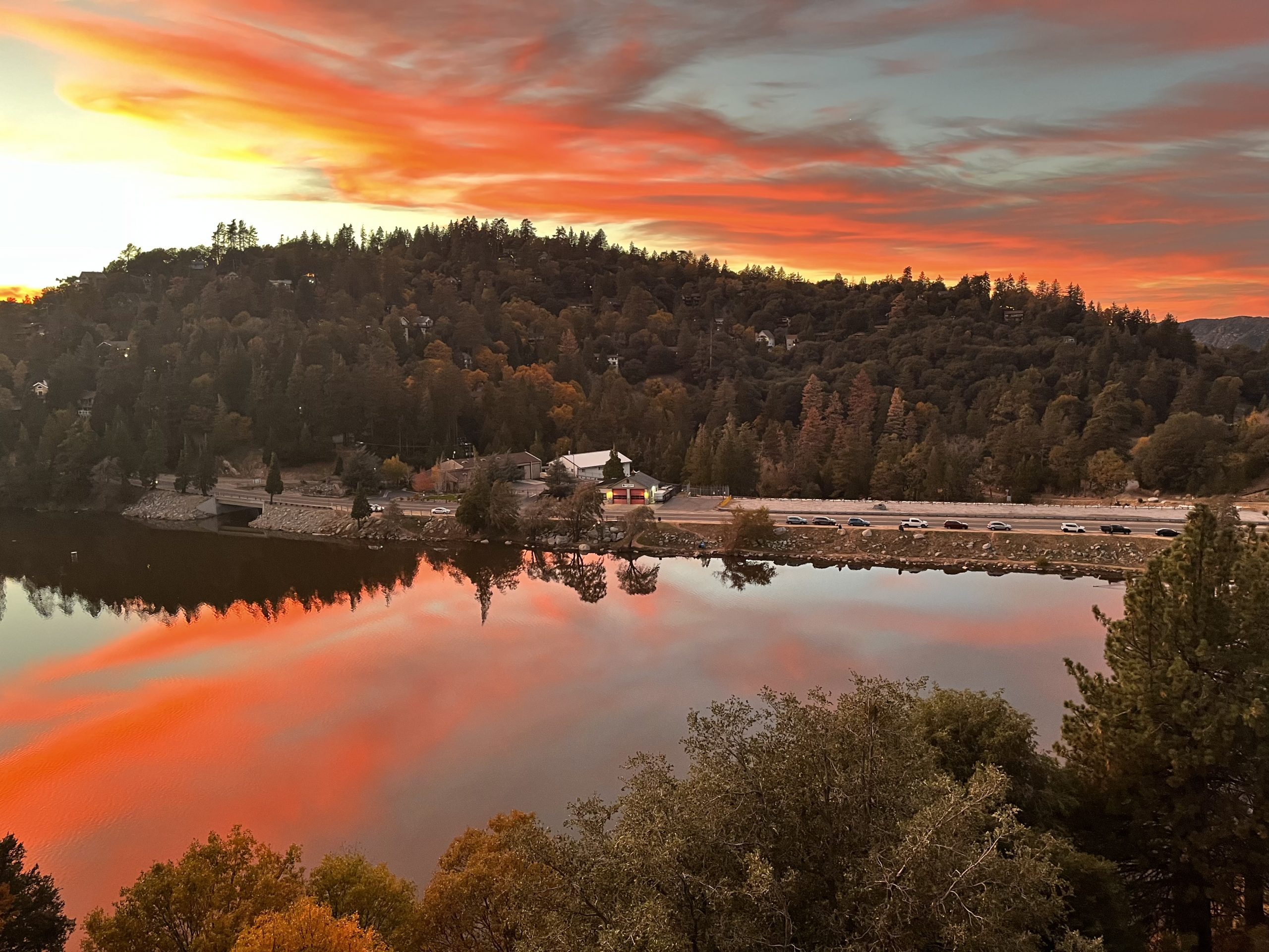 Mountain view at sunset in Crestline at Lake Gregory by Virginia Paleno.