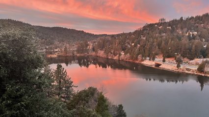 Mountain view at sunset in Crestline at Lake Gregory by Virginia Paleno.