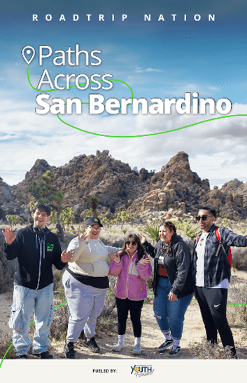 Youth in front of desert mountains in San Bernardino.