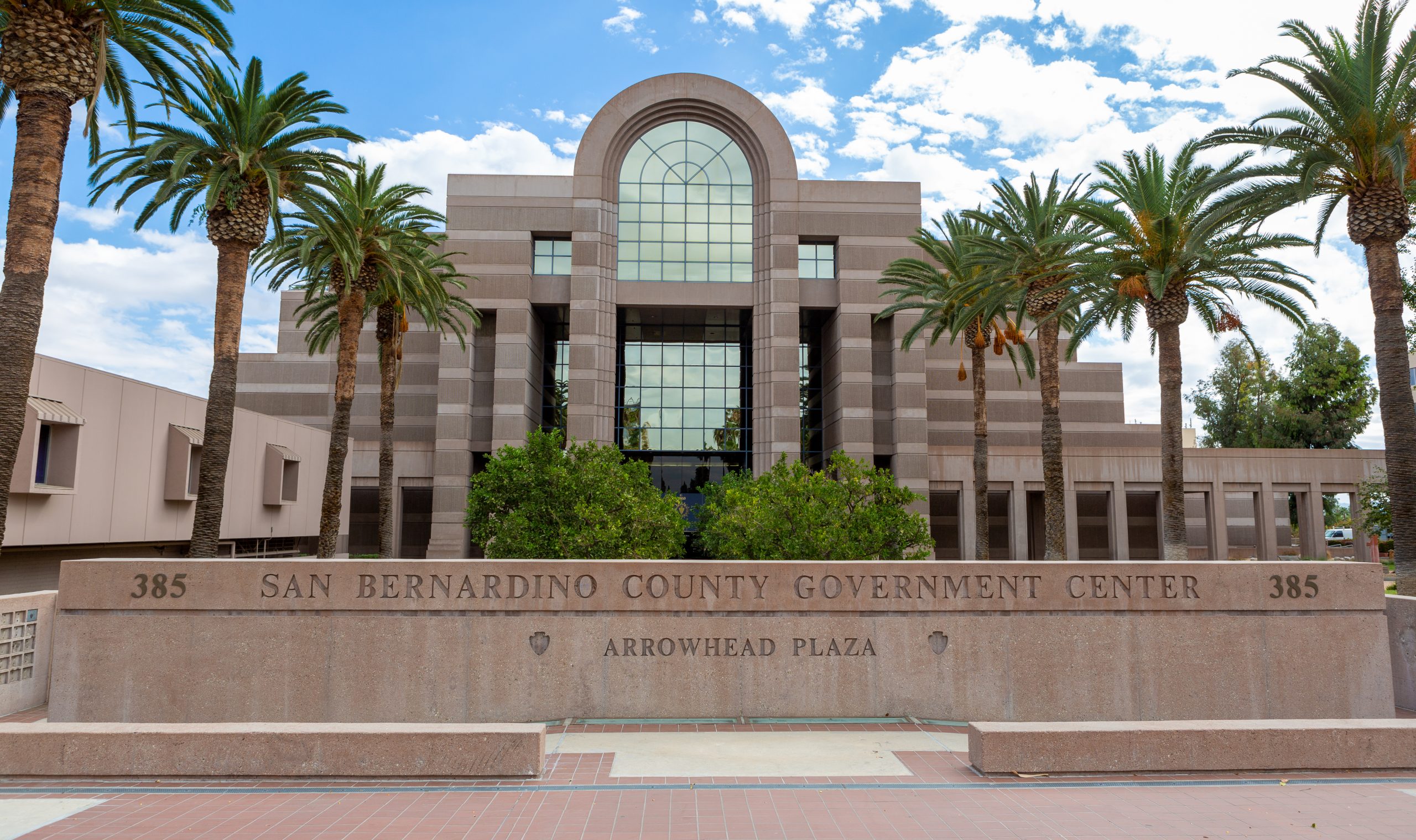 San Bernardino County government center exterior.