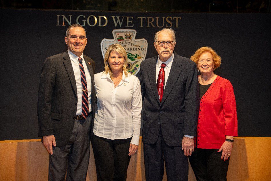 Second District and Chairman Supervisor Dawn Rowe new oath of office with family