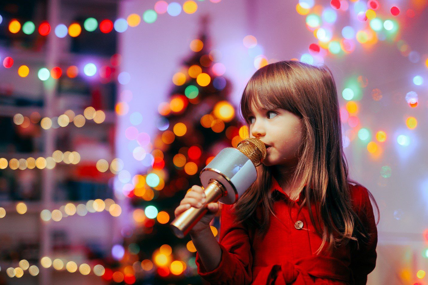 Girl singing.