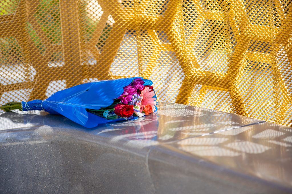 The Curtain of Courage Memorial honors the fourteen people who were taken from us by an act of terrorism on Dec. 2, 2015.