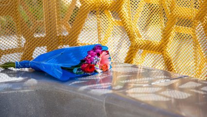 The Curtain of Courage Memorial honors the fourteen people who were taken from us by an act of terrorism on Dec. 2, 2015.