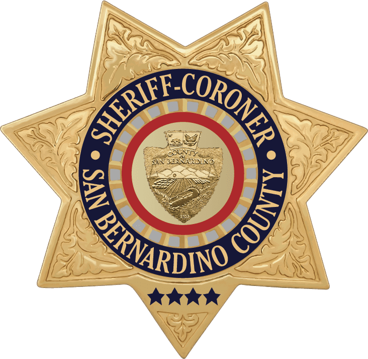 San Bernardino County Corner gold badge.