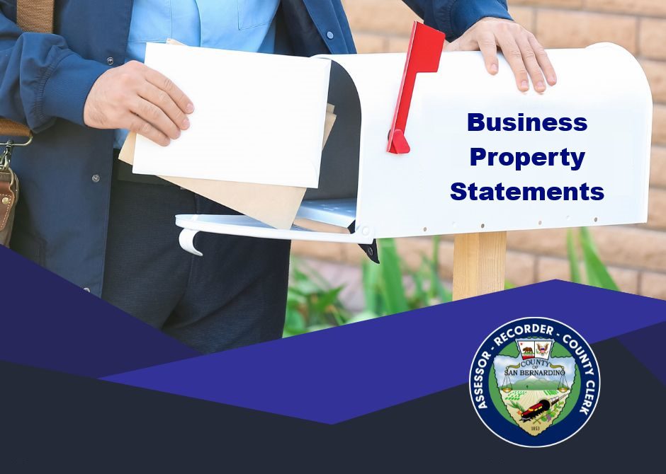 Mail being placed in a mailbox with notice Business Property Statements due date May 7, 2026 with an ARC logo.