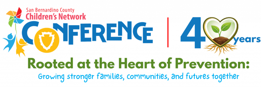 Logo for the Children’s Network 40th Annual Conference, themed “Rooted at the Heart of Prevention. Growing stronger families, communities, and futures together.”