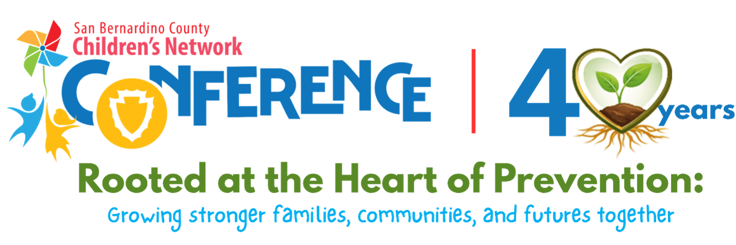Logo for the Children’s Network 40th Annual Conference, themed “Rooted at the Heart of Prevention. Growing stronger families, communities, and futures together.”
