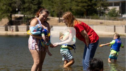 Families enjoy First 5 San Bernardino event near Lake Gregory Regional Park.