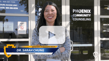 Video thumbnail featuring Dr. Sarah Chung, a child psychiatrist with San Bernardino County Department of Behavioral Health.