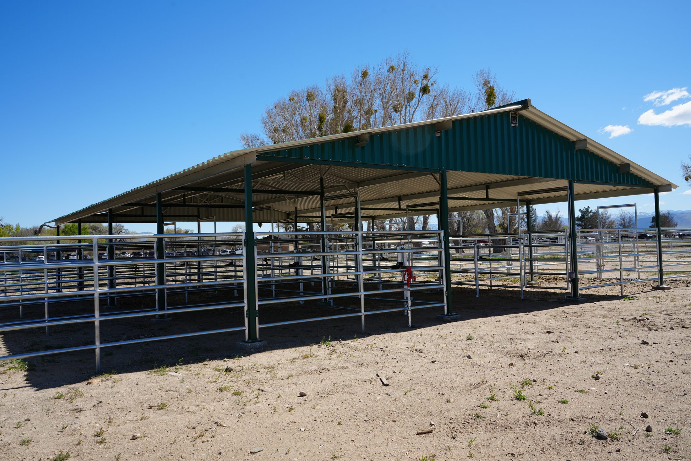 Empty horse corral.