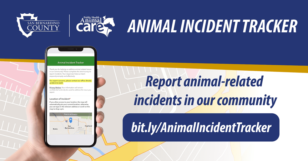 Animal Incident Tracker. Report animal-related incidents in our community. bit.ly/AnimalIncidentTracker.