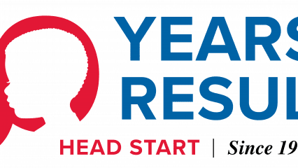 A logo with 60 in red and the silhouette of a child in the zero. Text reads, ‘60 years of results, Head Start since 1965.’