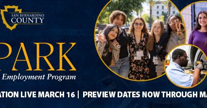 “SPARK A Youth Employment Program, Application Live March 16 | Preview Dates Now Through March 15” with diverse youth and a technician photo.