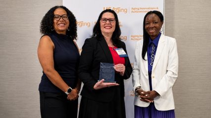 DAAS-Public Guardian staff pose with a USAging Aging Innovations Award at the 2026 conference.