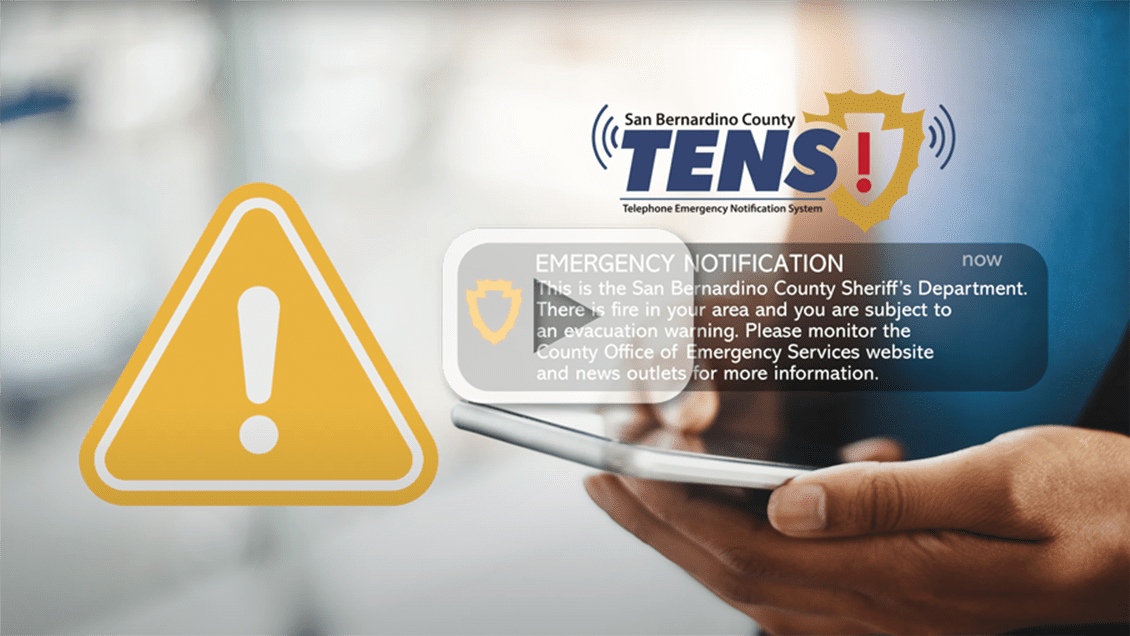 A “play” button overlaid on an image of a person receiving a TENS notification.